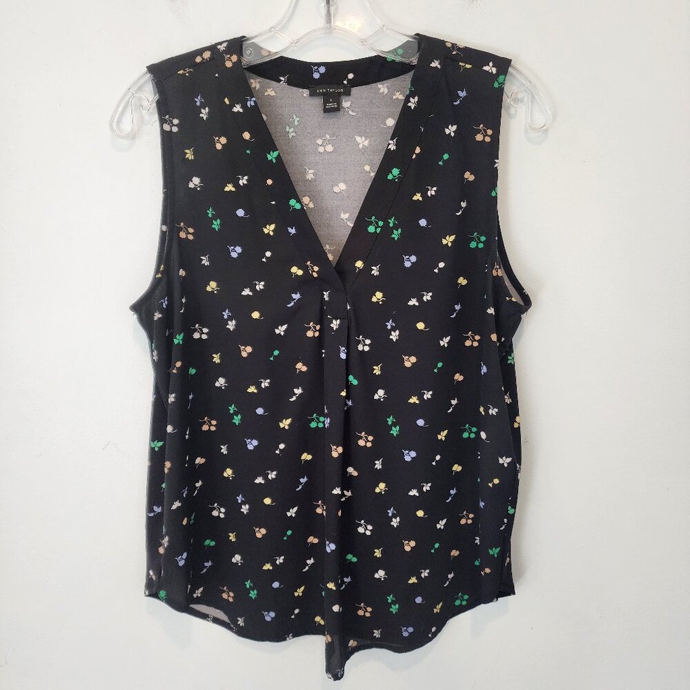 Ann Taylor Pleat Front Mixed Media Sleeveless Top, Size S, Like New